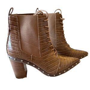 Charles by Charles David Brown Croc Embossed Jetsetter Booties
